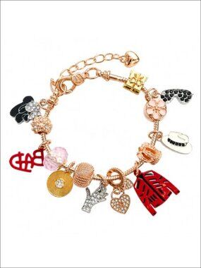Adjustable Retro Music Charm Bracelet DIY Beads BAD Charms Rose Gold